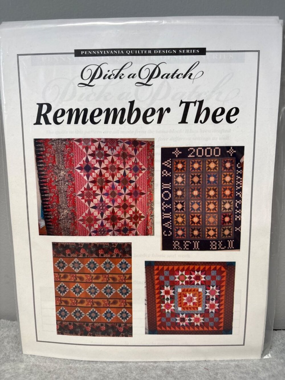 Pick A Patch Quilt Pattern "Remember Thee" Pennsylvania Quilter Design Series